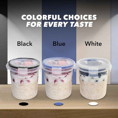 Overnight Oats Container with Lids (4-Piece Set) - 16 Oz Plastic Containers - Oatmeal Container to Go | Portable Cereal and Milk Container| Snap Lock Storage Jars with Airtight Lids - GG store