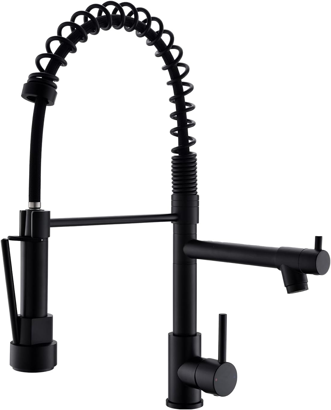 Sleek Matte Black Pull Down Kitchen Faucet with Single Handle Sprayer - Commercial Style Elegance for Your Home