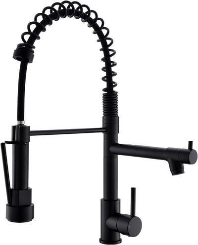 Sleek Matte Black Pull Down Kitchen Faucet with Single Handle Sprayer - Commercial Style Elegance for Your Home