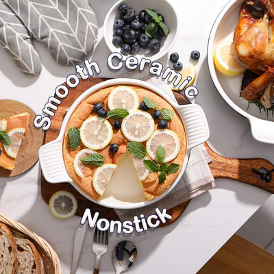 Elegant Navy Ceramic Baking Dish - 8-Inch Round Cake Pan with Double Handles for Perfect Brownies, Casseroles & Lasagna - Ideal for Family Dinners