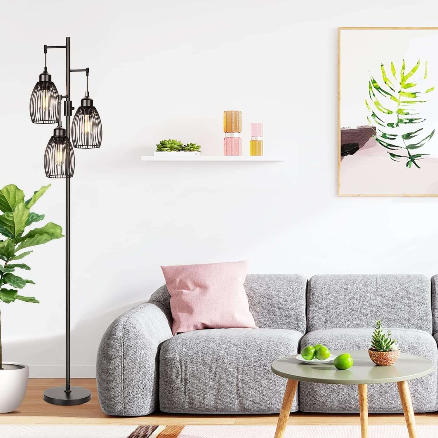 Rustic Industrial Dimmable Floor Lamp – Living Room Accent Lighting