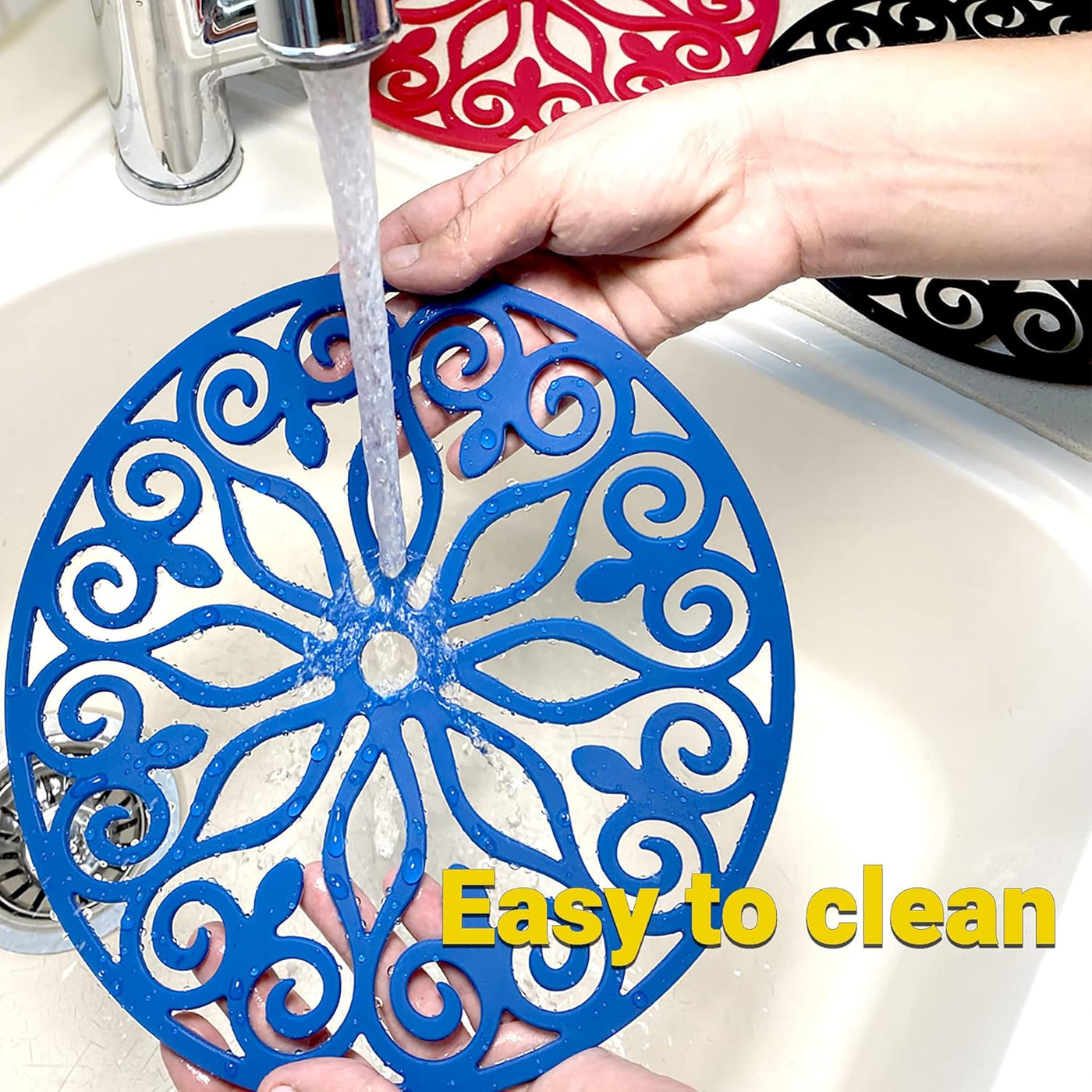 Premium 3-Piece Silicone Trivet Set with Extra Large Mat | Durable, Non-Slip, and Insulated for Hot Pots & Pans | Elegant Gray Design