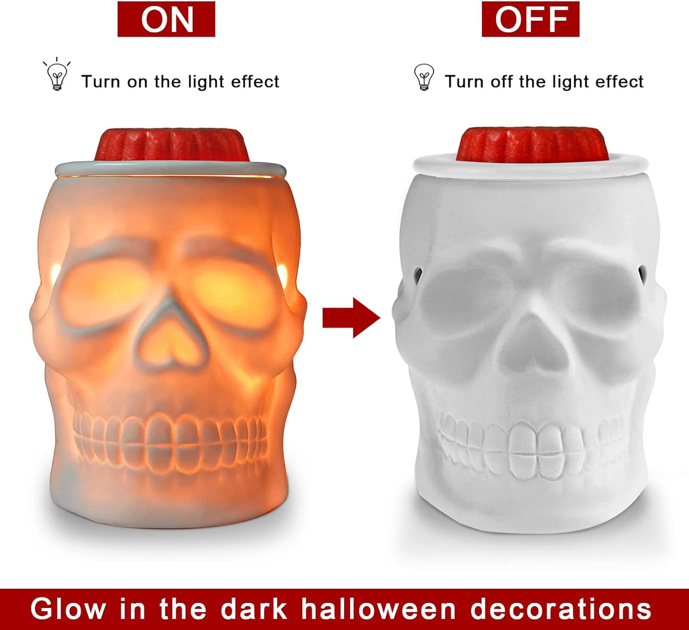 Spooky Ceramic Skull Wax Melt Warmer - Electric Scentsy Melter for Fragrant Wax Cubes