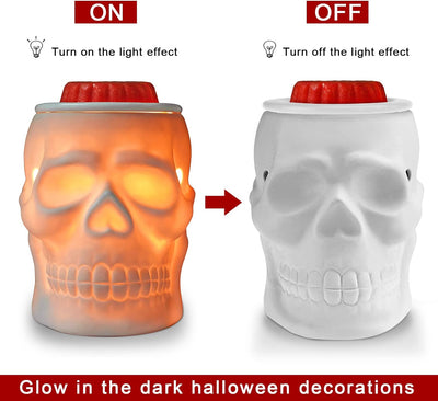 Spooky Ceramic Skull Wax Melt Warmer - Electric Scentsy Melter for Fragrant Wax Cubes