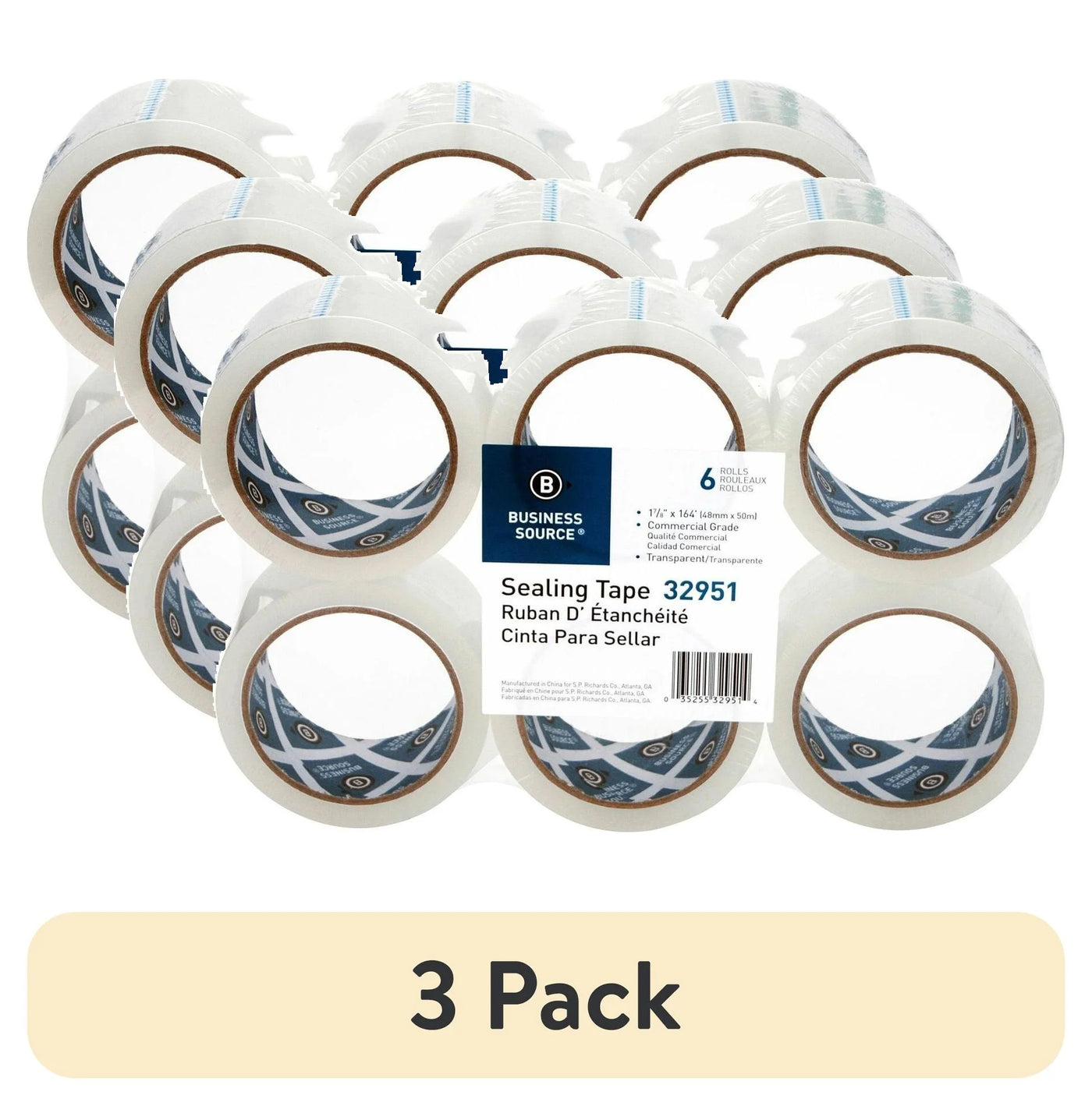 Premium Clear Sealing Tape - 3 Pack, 1.6 Mil Thickness, 1-7/8" x 164' - Perfect for All Your Packaging Needs!