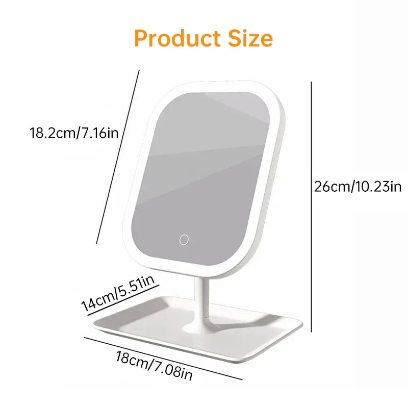 Rotating LED Makeup Mirror with Adjustable Lighting – Vanity Beauty Mirror with Stand
