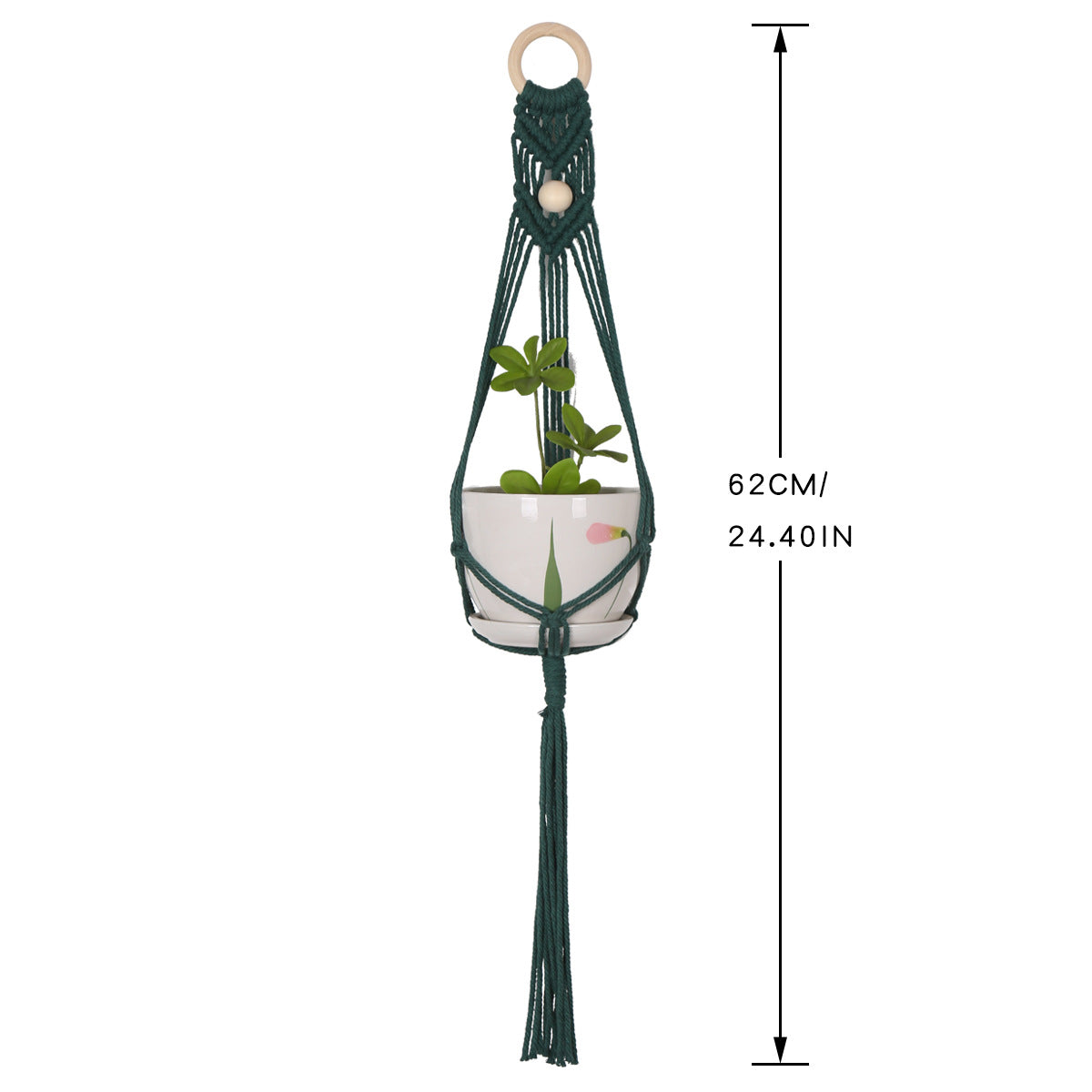 Boho Macramé Wall Hanging Plant Holder | Hand-Woven Cotton & Iron Ring | Nordic Wall Décor | Bedroom, Living Room & Balcony | Cavira - Cavira