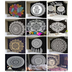 Colorful mandala boho tapestry wall hanging by Cavira, featuring psychedelic beach design for bedroom, living room, or outdoor decor.