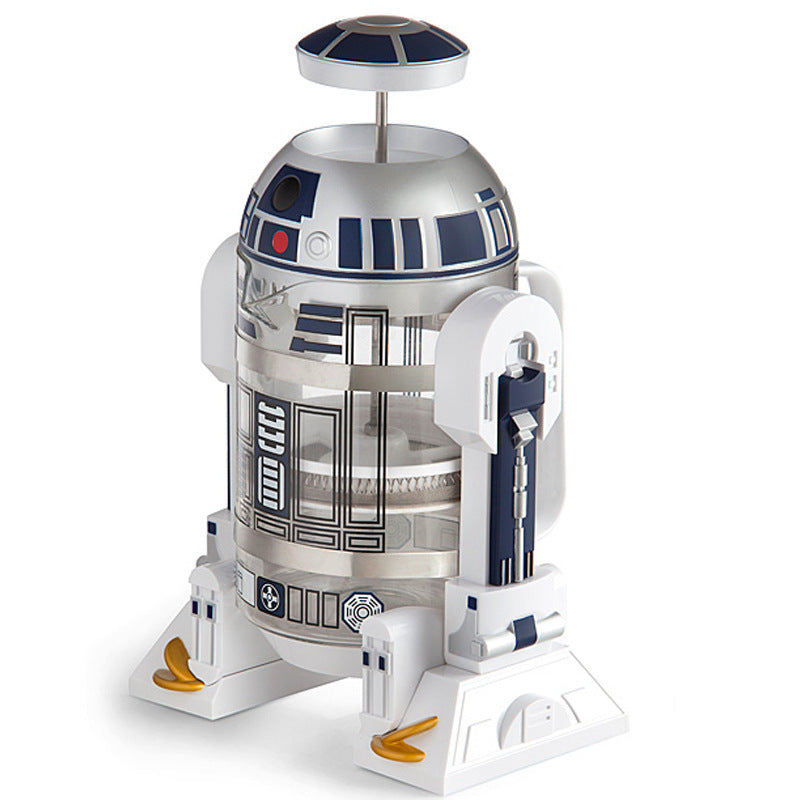 Star Wars R2-D2 French press coffee maker with 960ml BPA-free glass and stainless steel, ideal for Star Wars fans.