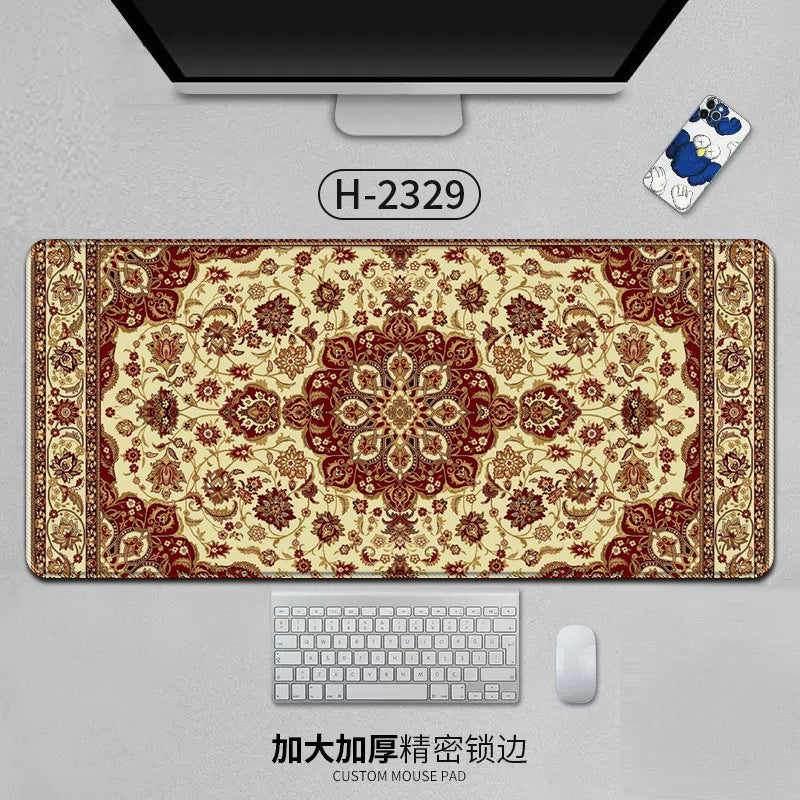 Large Persian-style eprolo office mouse pad with natural rubber backing, anti-slip desk mat, ideal for laptops and gaming setups.