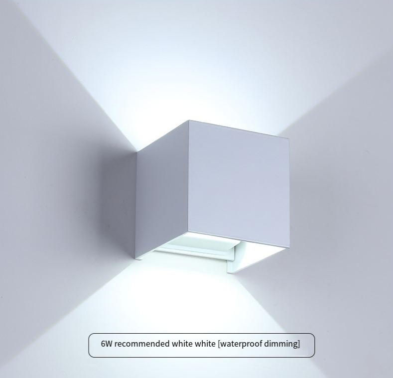 Cavira 6W LED outdoor waterproof wall lamp with adjustable angle, aluminum exterior, ideal for garden, porch, and facade lighting.