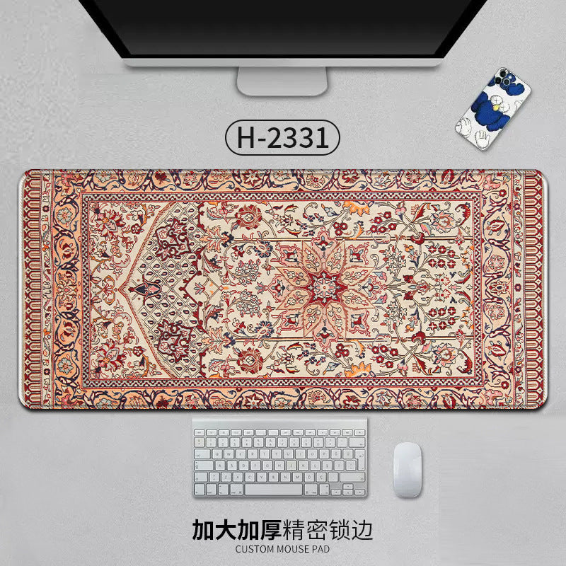 Large Persian-style eprolo office mouse pad with natural rubber backing, anti-slip desk mat for laptop, office, and gaming setups.