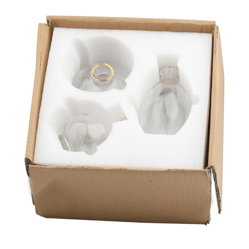 Set of three Cavira colour-dipped glass vases with light luxury spray paint, ideal for home decor and floral arrangements.