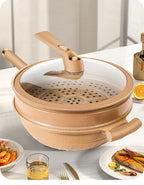 Non-Stick Aluminum Cookware Pot with Glass Lid - Multi-Layer Die-Cast Cooking Pan - Cavira