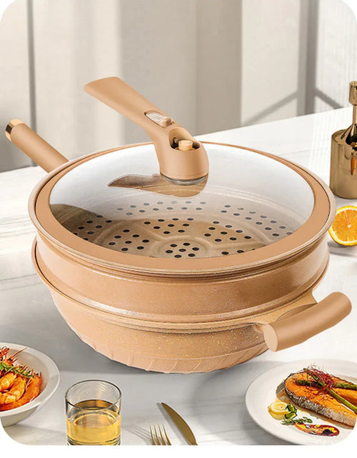 Non-Stick Aluminum Cookware Pot with Glass Lid - Multi-Layer Die-Cast Cooking Pan - Cavira