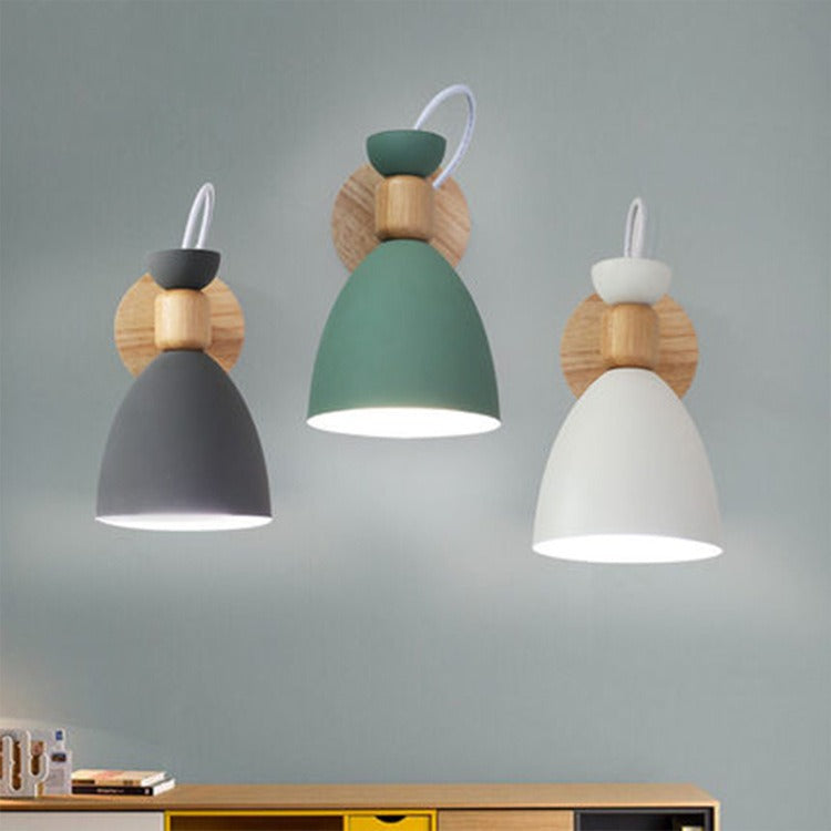 Nordic wooden bedside wall lamp by Cavira, minimalist wall light for bedroom, corridor, or restaurant decor with warm wood finish.