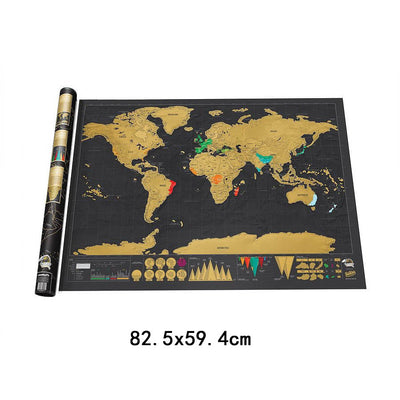 Deluxe Black Scratch Off Map World Map Best Decor School Office Stationery Supplies