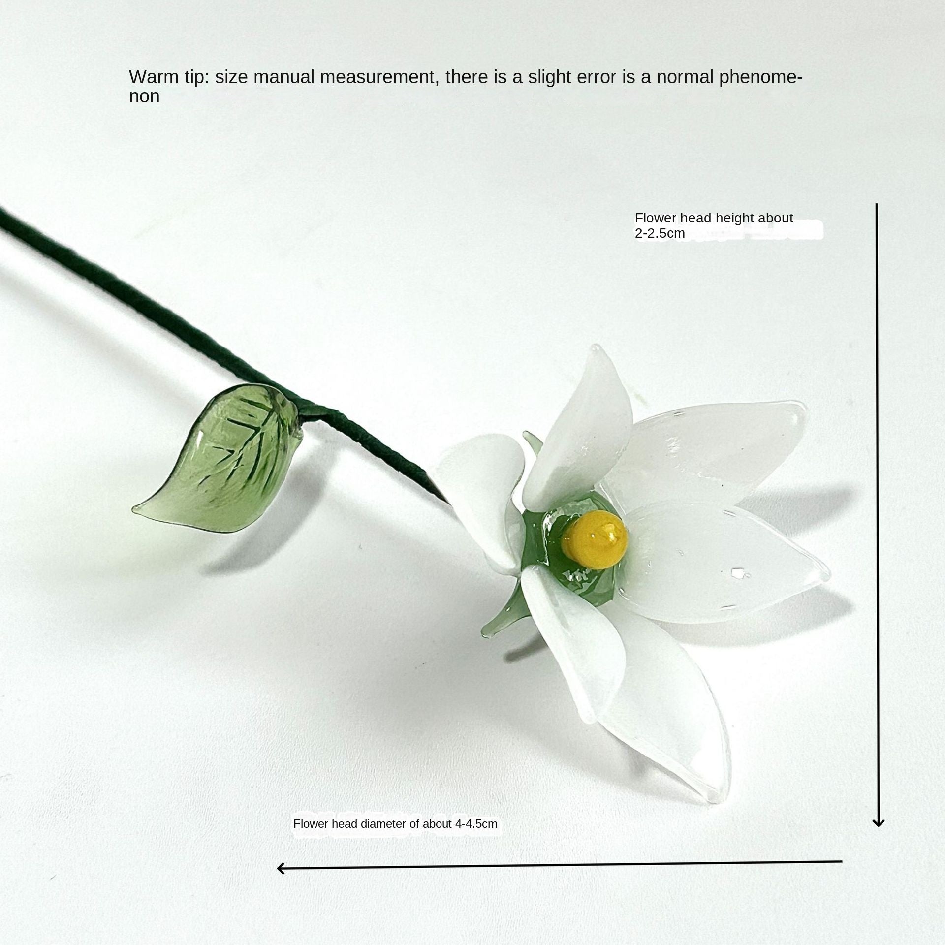 Glass Birth Flower Sculpture with Iron Wire Stem – Handmade Monthly Floral Home Décor March Magnolia