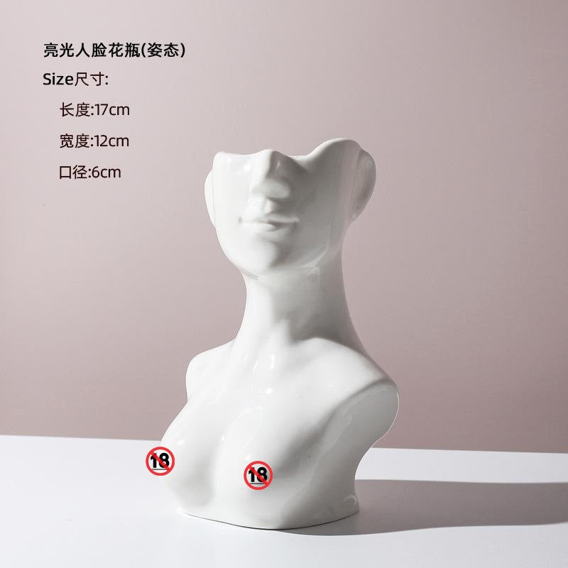 Ceramic human body art vase by Cavira, Nordic sculptural figure perfect for home decor, shelf styling, and floral arrangements.