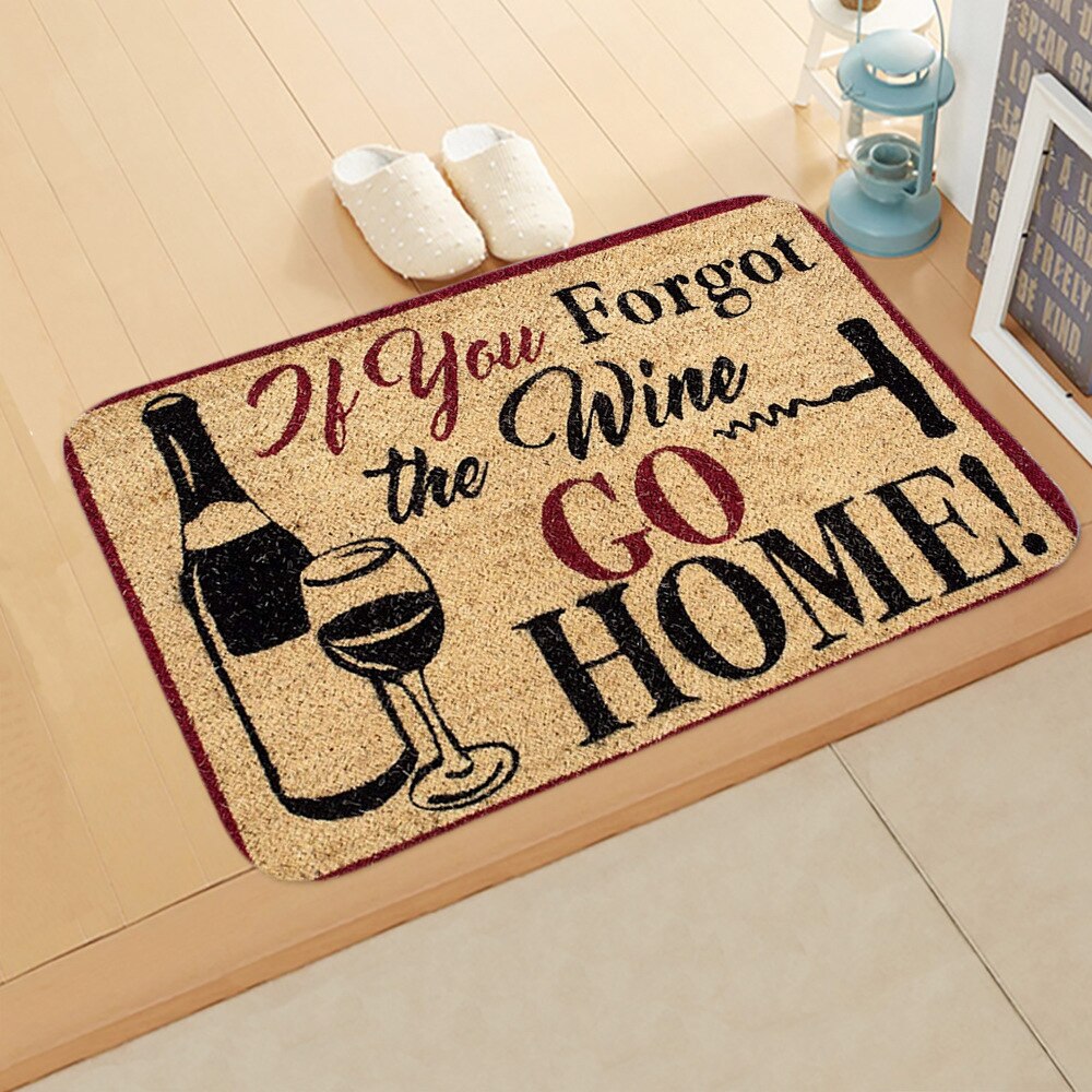 Printed flannel doormat with colorful geometric pattern, anti-slip backing, 40x60cm, suitable for entrance, hallway, kitchen, or bedroom.
