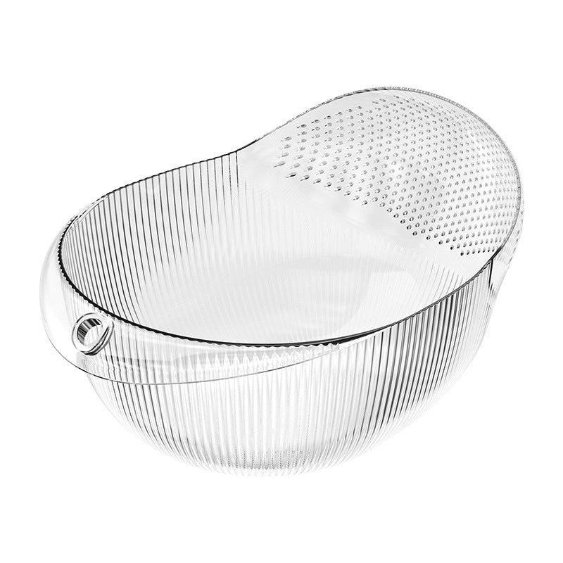 Cavira multifunctional vegetable washing and drain basket made of PET plastic, with fruits and vegetables inside for kitchen use