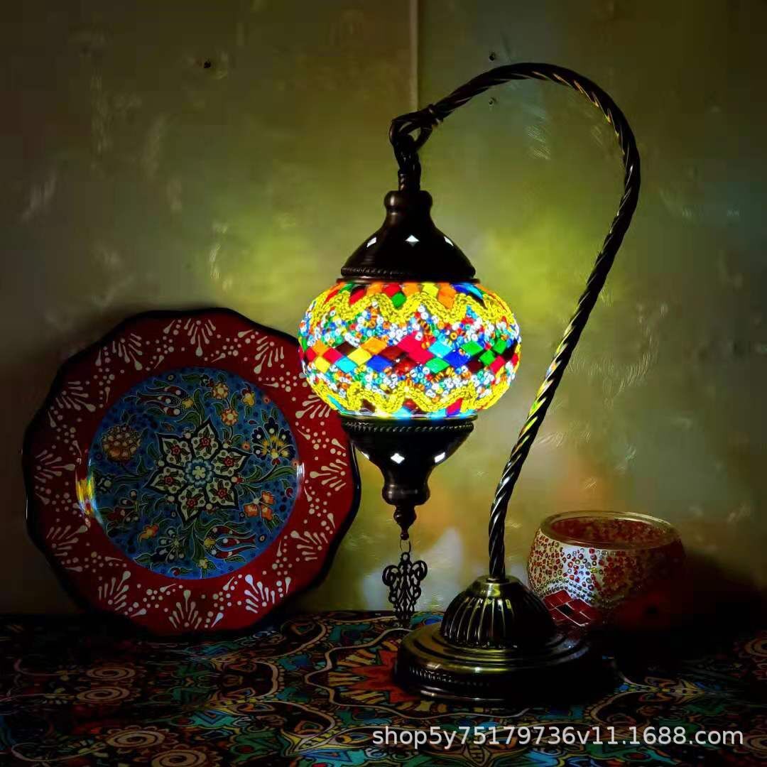 Moroccan Mosaic Glass Table Lamp | Handcrafted Stained Glass & Bronze Iron | E27 Bedside & Decorative Lamp | 22cm × 38cm | 16 Designs | Cavira - Cavira