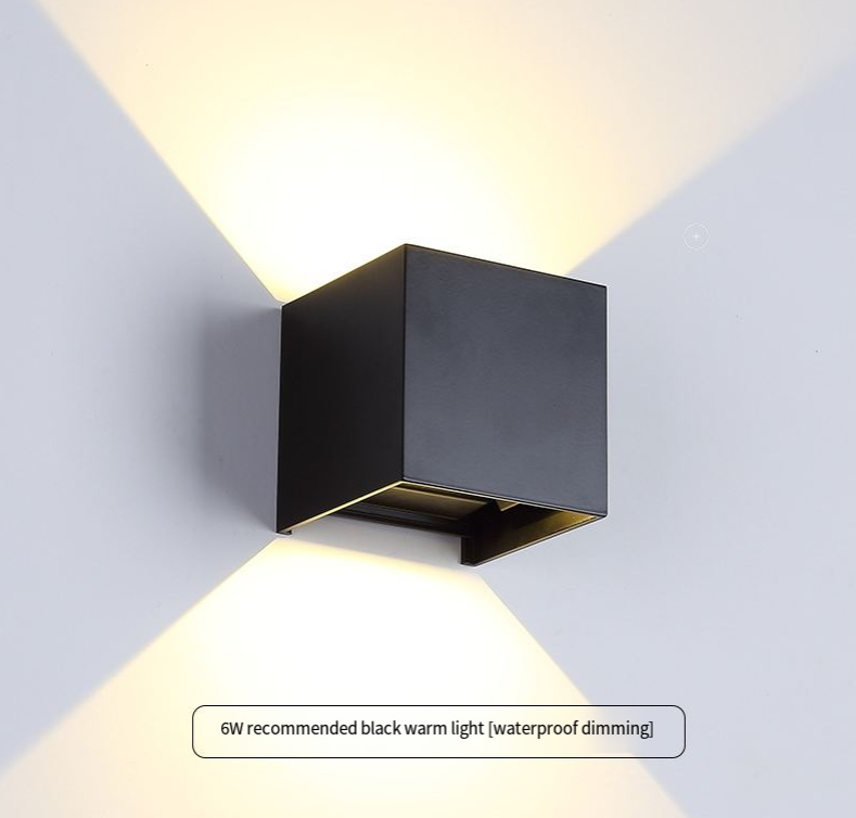 Cavira 6W LED outdoor waterproof wall lamp with adjustable angle, aluminum exterior, suitable for garden, porch, and facade lighting