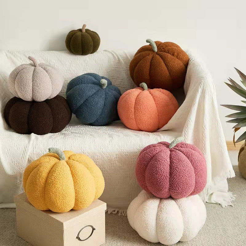 Cavira plush pumpkin pillow, soft round sofa cushion in warm orange, perfect for living room, bedroom, or home decor.
