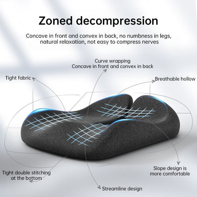 Memory Foam Coccyx Cushion. Alleviates tailbone/sciatica/back pain. Non - slip for office/car seats. - GG store