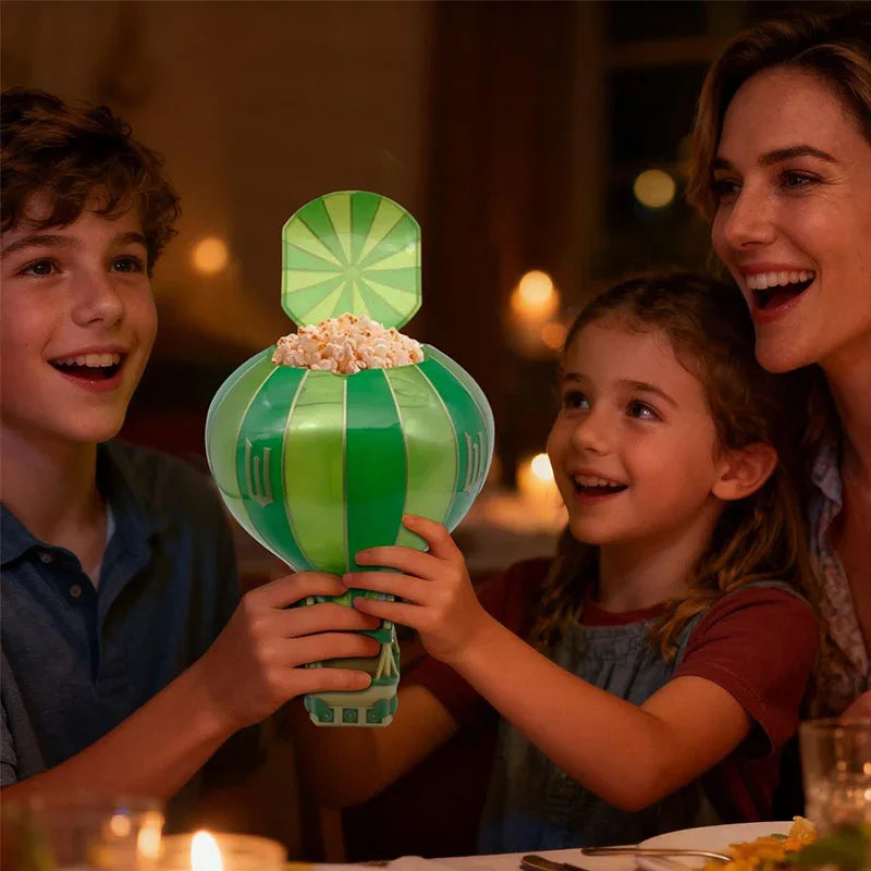 Hot Air Balloon Popcorn Bucket Ornament - Whimsical Christmas Decor & Gift - Cavira