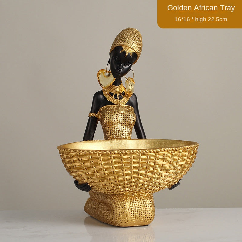 African girls' home ornaments and decorations Golden Seated African Person Model A