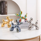Colorful ceramic balloon dog sculpture by Cavira, modern minimalist home decor ornament, 20x18cm for shelves, desks, or coffee tables.