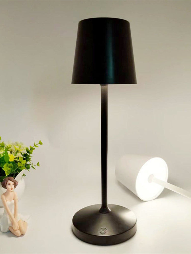 Cavira rechargeable cordless LED table lamp with stepless dimming, 3000K–6500K, eye-care light, in six colors, suitable for bedroom or study.