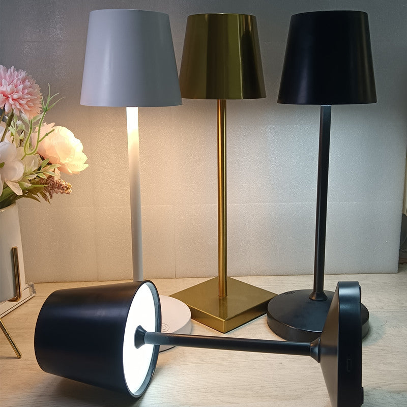 Cavira rechargeable cordless LED table lamp with stepless dimming, 3000K–6500K, 6 colors, ideal for bedroom, study, bar, restaurant.