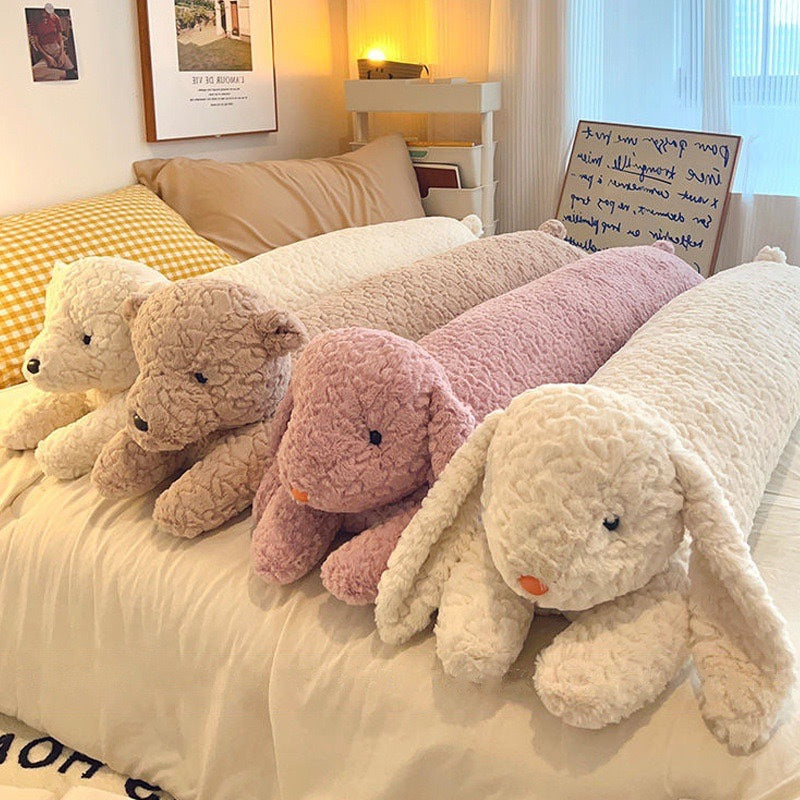 Oversized Cavira bear and rabbit plush cuddle pillows, soft and cute for bedroom or sofa decor and gifting.