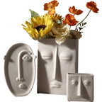 Cavira geometric abstract face ceramic vase with modern porcelain design, ideal for home decor, shelf styling, or gifting