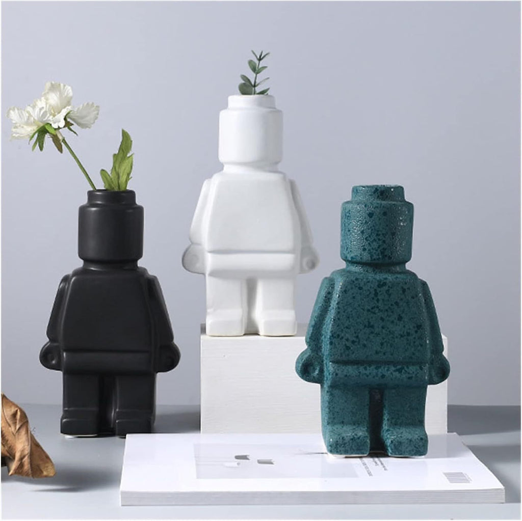 Cavira Lego resin vase for home decor, minimalist dried flower vase on a shelf, ideal for living room or desk styling.
