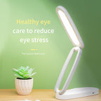 Cavira folding USB rechargeable LED desk lamp with touch control, tricolor, dimmable light, 1200mAh battery, for study and reading.