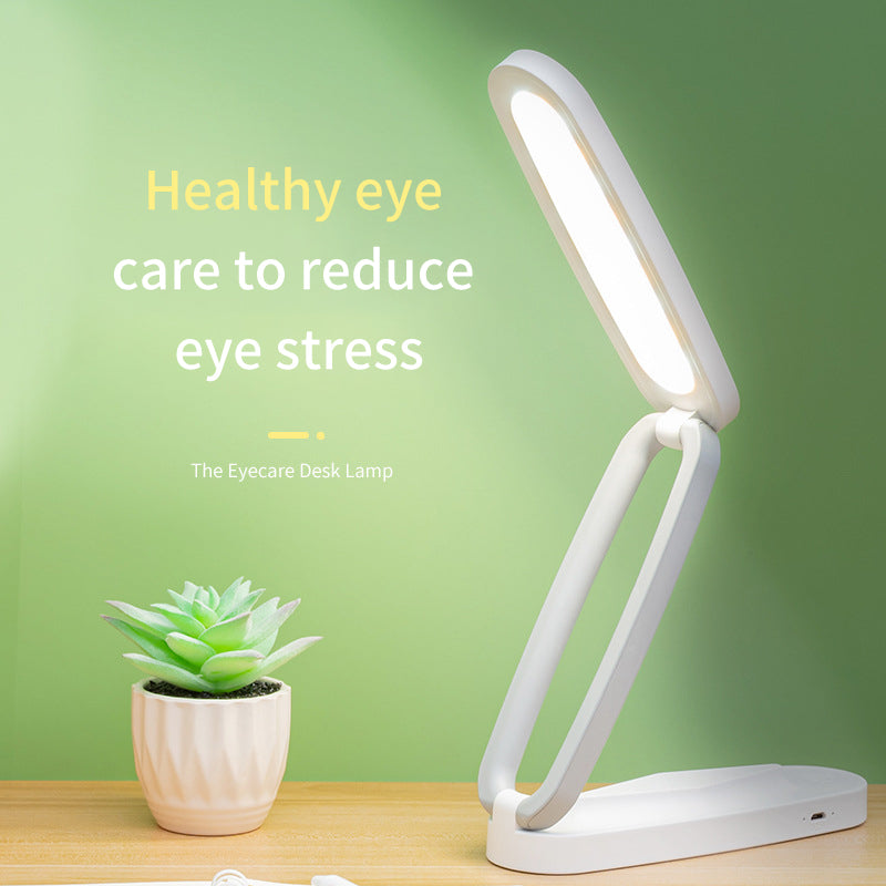 Cavira folding USB rechargeable LED desk lamp with touch control, tricolor, dimmable light, 1200mAh battery, for study and reading.