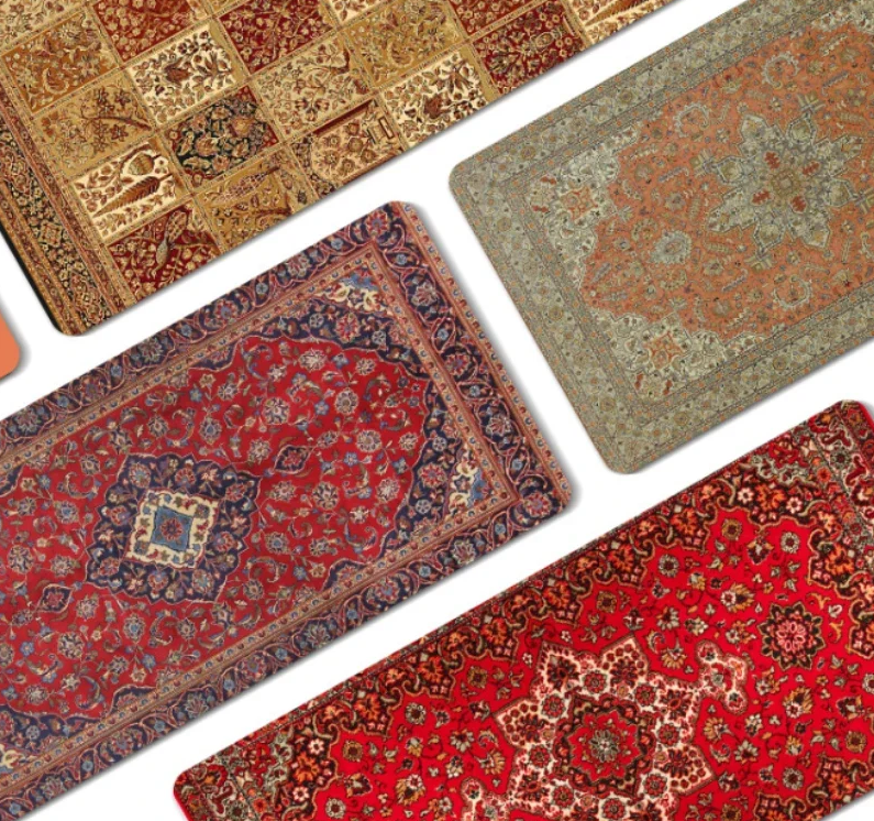 Large Persian-style eprolo mouse pad with natural rubber base, anti-slip desk mat for office, gaming, and laptop use.