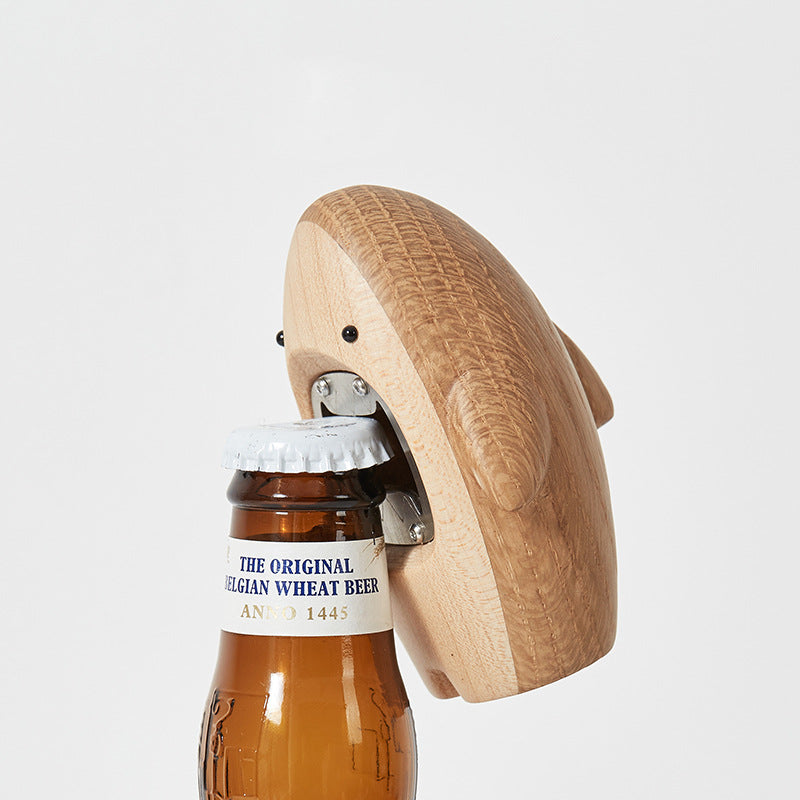 Wooden Shark Bottle Opener - Handcrafted Desktop Decor & Beer Opener Gift - Cavira