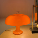 Danish Mushroom Table Lamp by eprolo with acrylic shade in orange and milk white, USB, modern minimalist design for bedroom or desk