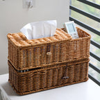 Dark and light plastic rattan tissue and remote control storage box by eprolo, 31x13x9cm, multifunctional for living and dining rooms.