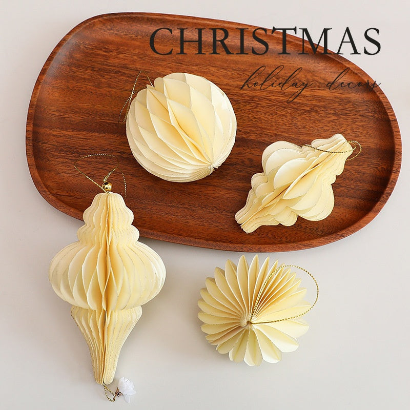 New Christmas Decorative Origami Christmas Tree Honeycomb Ball Ornament Creative Snowflake Angel INS Hanging Decoration eprolo