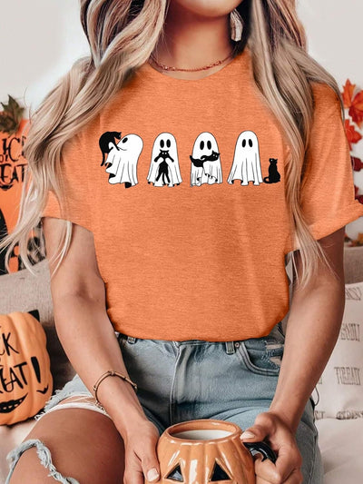 Cotton Halloween Ghost Cat Shirts for Women