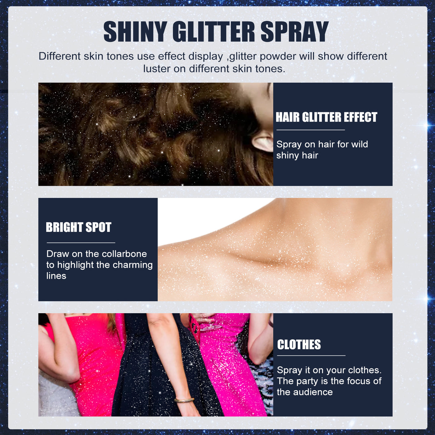 Glitter Spray, Halloween Brightening Makeup Night Club Party skin powder