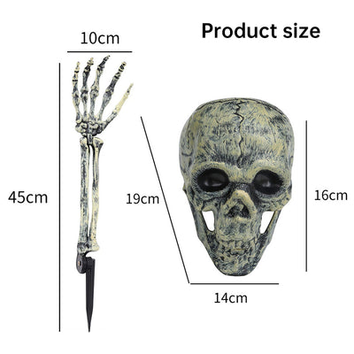 Halloween Skeleton Stakes: Realistic Skull, Head, Hands/Arms – For Party, Home, Garden, Lawn