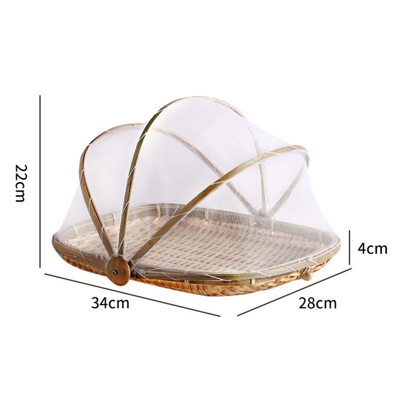 Handmade bamboo basket by Cavira, natural woven tray for bread, fruit, or serving at kitchen, dining, and home decor.