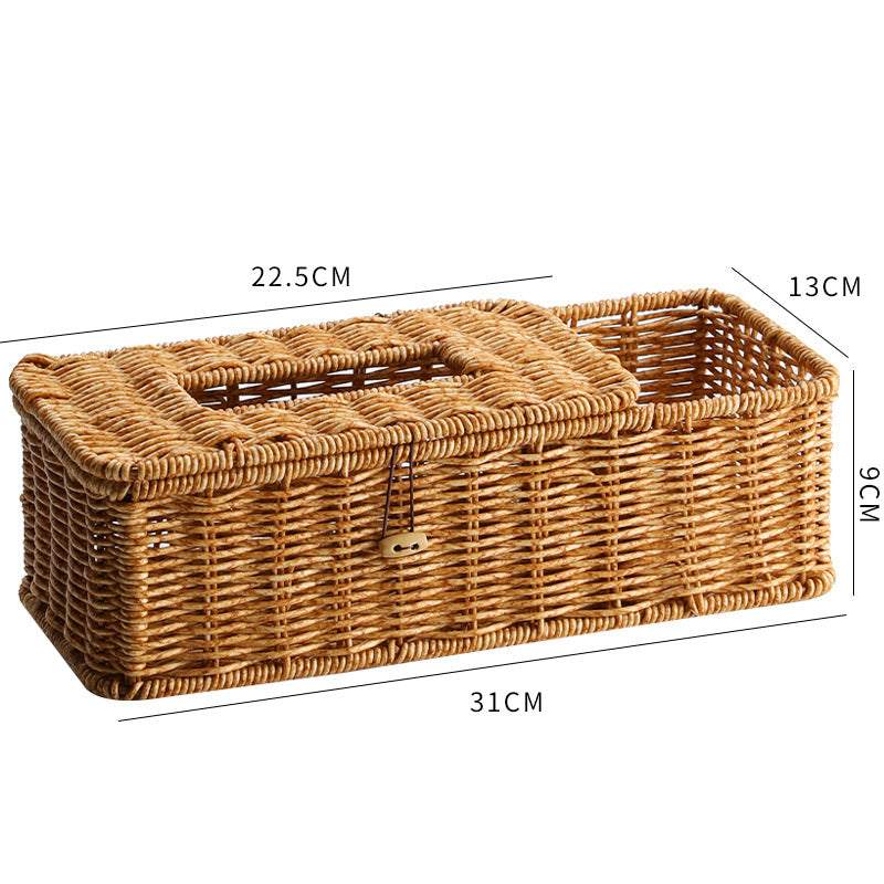 Dark and light plastic rattan-style tissue and remote control storage box by eprolo, 31x13x9cm, ideal for living and dining rooms