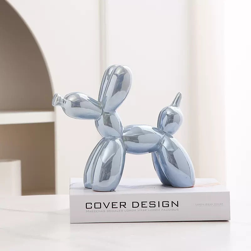 Colorful ceramic balloon dog sculpture by Cavira, modern minimalist home décor ornament, 20x18cm, perfect for shelves or desks.